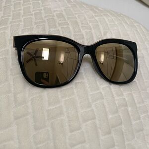 DVF Diane Von Furstenberg brown square cat eye sunglasses reflective